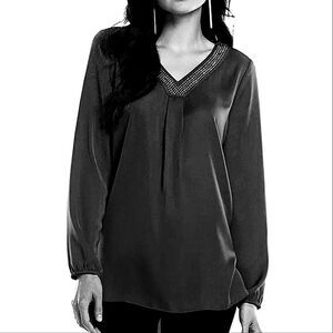 Apt. 9® Women's Black Embellished V-neck Chiffon Tunic Top